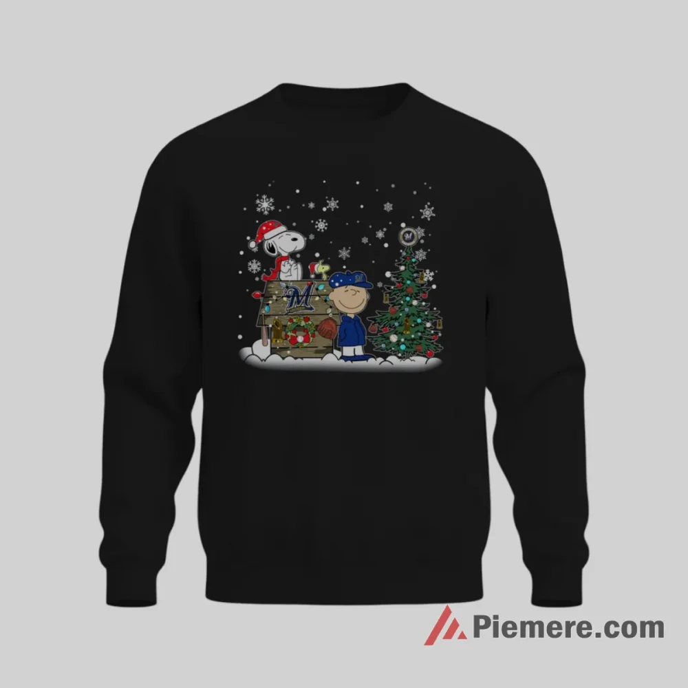 Snoopy Charlie Brown Milwaukee Brewers Christmas Champions Shirt on graphic shirt for men graphic tee