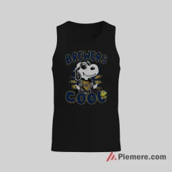 Snoopy Cool Milwaukee Brewers Retro Cartoon Baseball Shirt on black tank top for men graphic tee