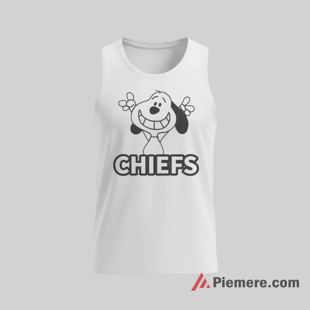 Snoopy Kansas City Chiefs Bold Classic Chiefs Lettering Shirt on white tank top for men graphic tee