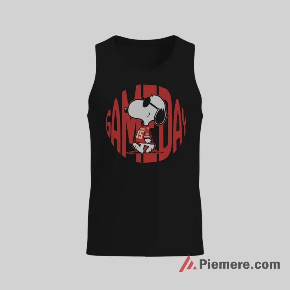 Snoopy Kansas City Chiefs Game Day Football Shirt on black tank top for men graphic tee