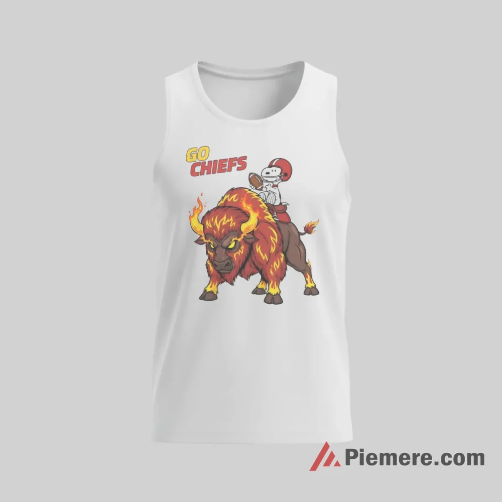 Snoopy Kansas City Chiefs Go Chiefs Flame Rider Shirt on white tank top for men graphic tee