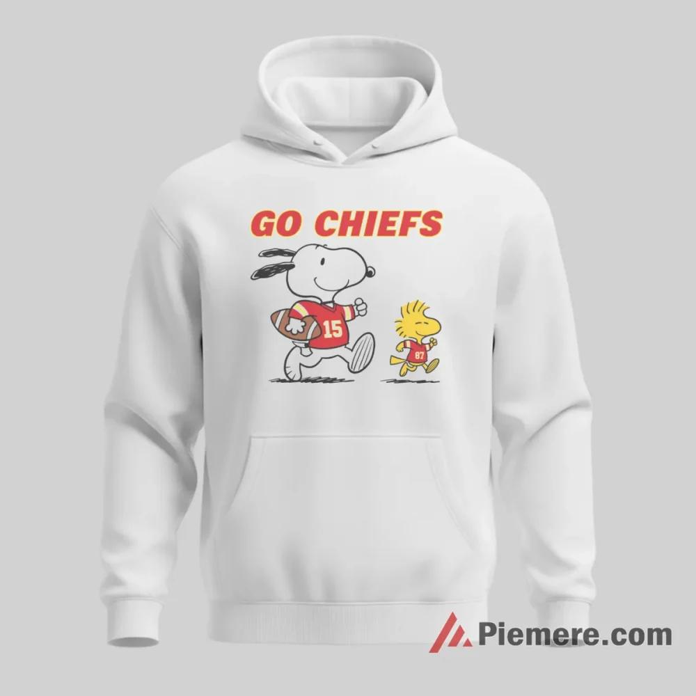 Snoopy Kansas City Chiefs Go Chiefs Retro Runner Shirt on white hoodie for men graphic tee