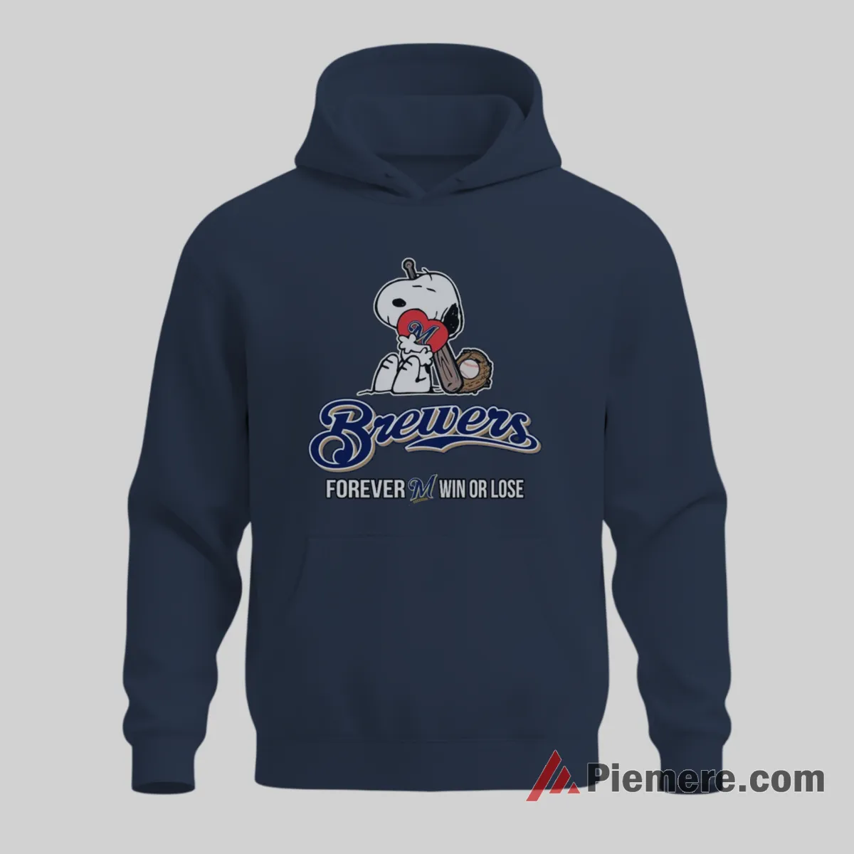 Snoopy Loves Milwaukee Brewers Forever Win Or Lose Shirt on navy hoodie for men graphic tee