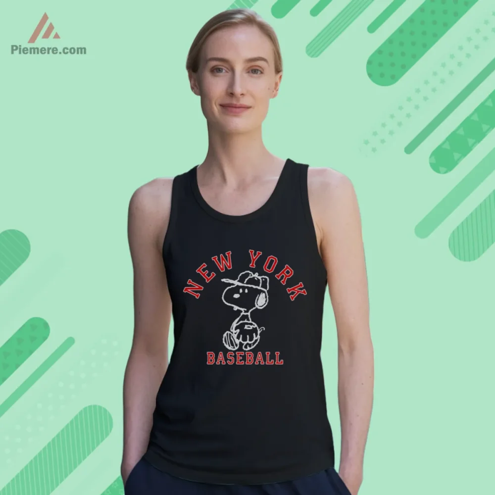 Snoopy New York Yankees Shirt graphic on a black tank top