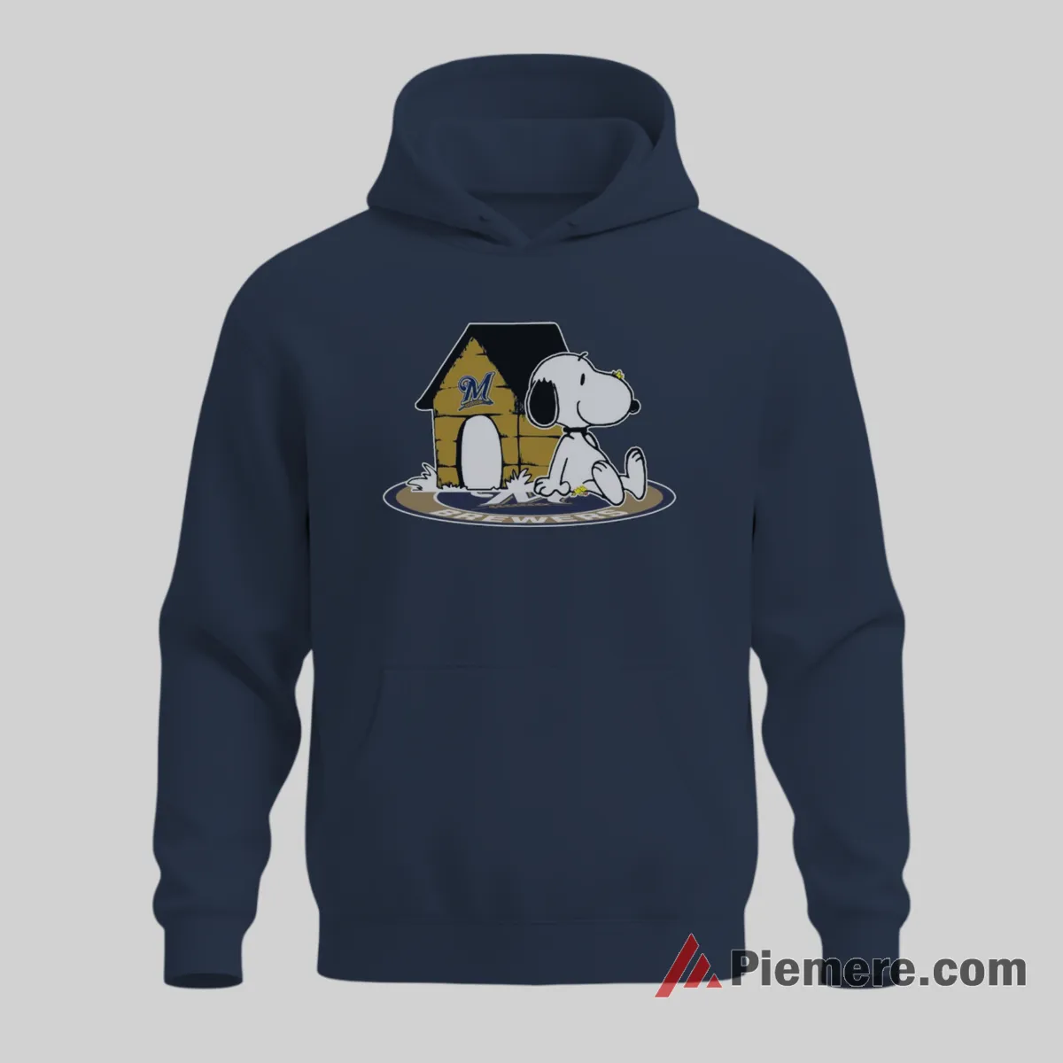 Snoopy Relaxing By Doghouse Milwaukee Brewers Peanuts Shirt on navy hoodie for men graphic tee
