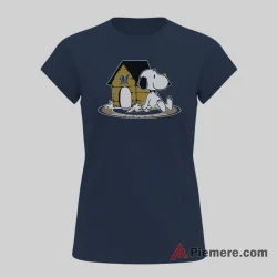 Snoopy Relaxing By Doghouse Milwaukee Brewers Peanuts Shirt on navy short sleeve shirt for women graphic tee