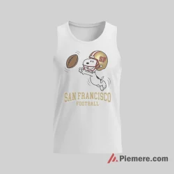Snoopy San Francisco 49ers Football Action Shirt on white tank top for men graphic tee