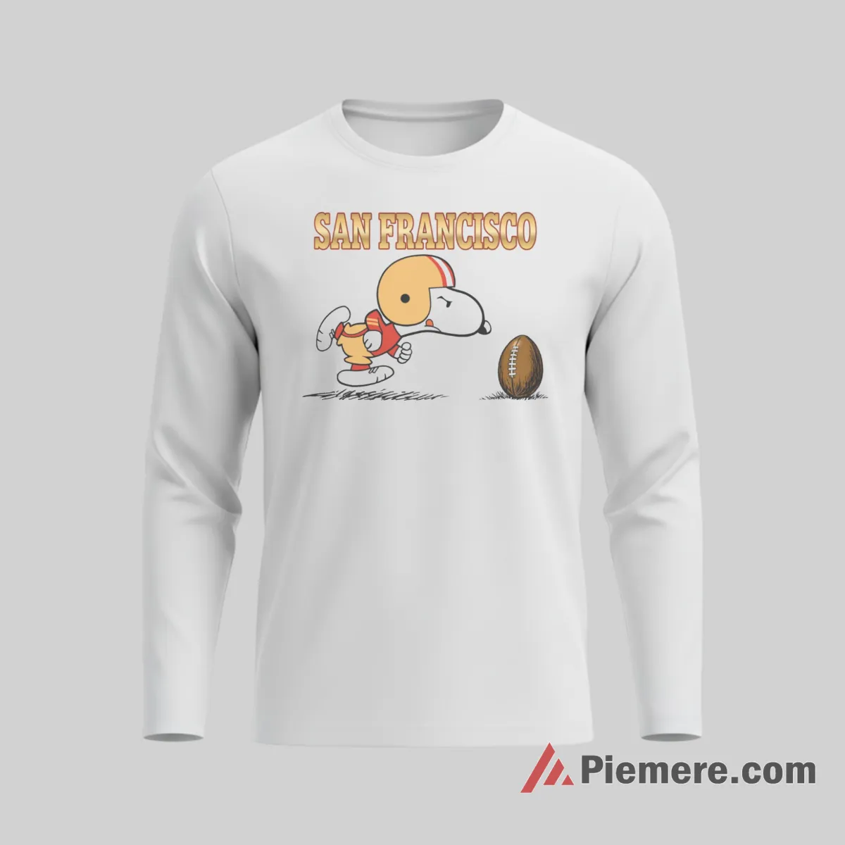 Snoopy San Francisco 49ers Football Fan Go 49ers Shirt on white long sleeve shirt for men graphic tee