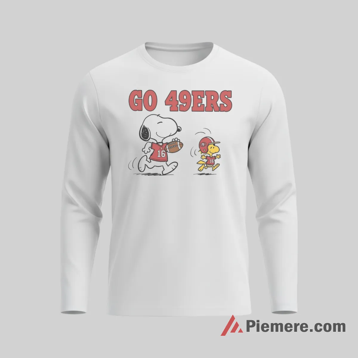 Snoopy Woodstock Go 49ers Football Shirt on white long sleeve shirt for men graphic tee