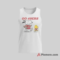 Snoopy Woodstock Go 49ers Retro Football Shirt on white tank top for men graphic tee