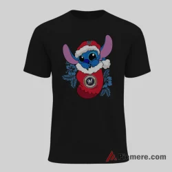 Stitch Christmas Stocking Milwaukee Brewers Cartoon Shirt on black short sleeve shirt for men graphic tee