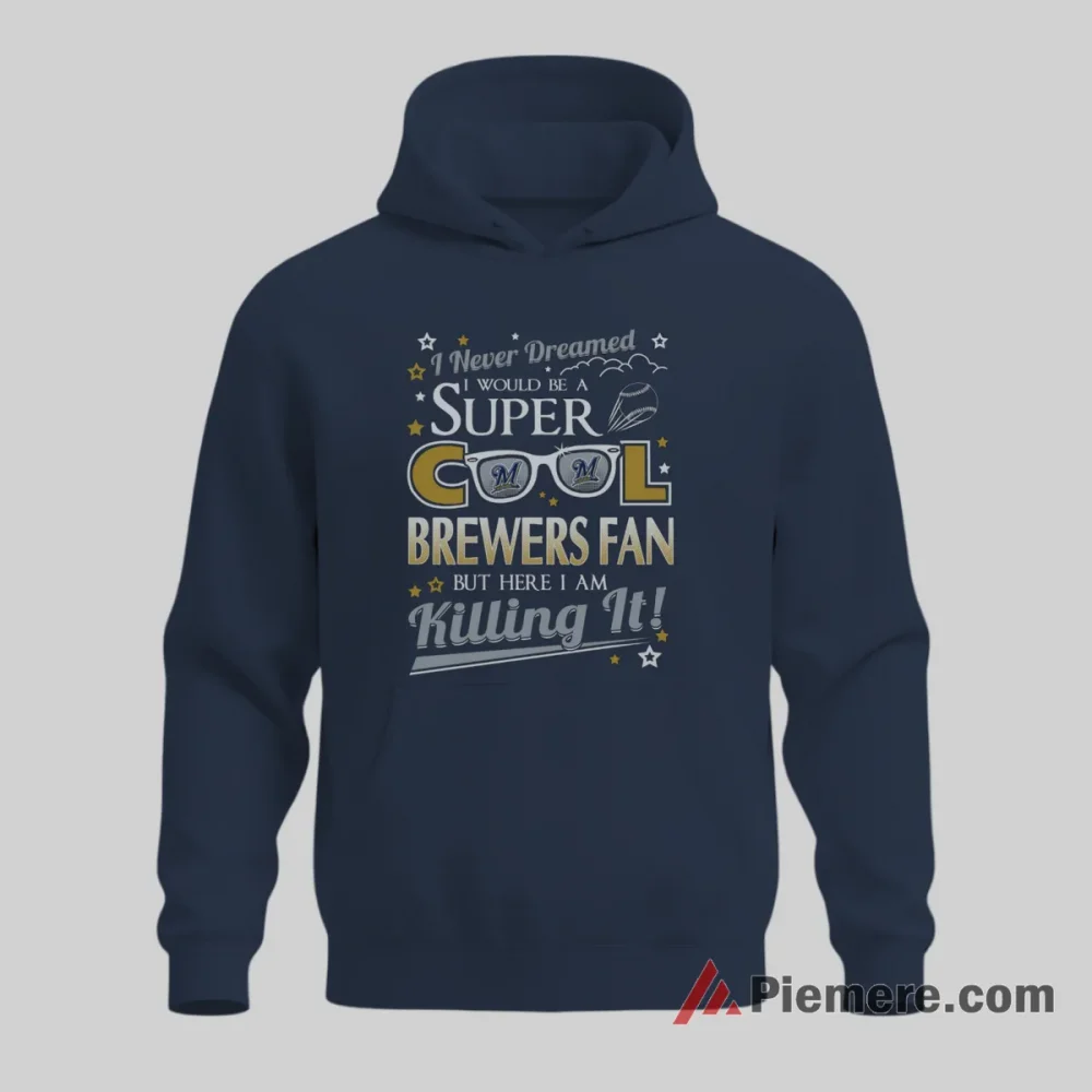 Super Cool Milwaukee Brewers Fan Pride Shirt on navy hoodie for men graphic tee