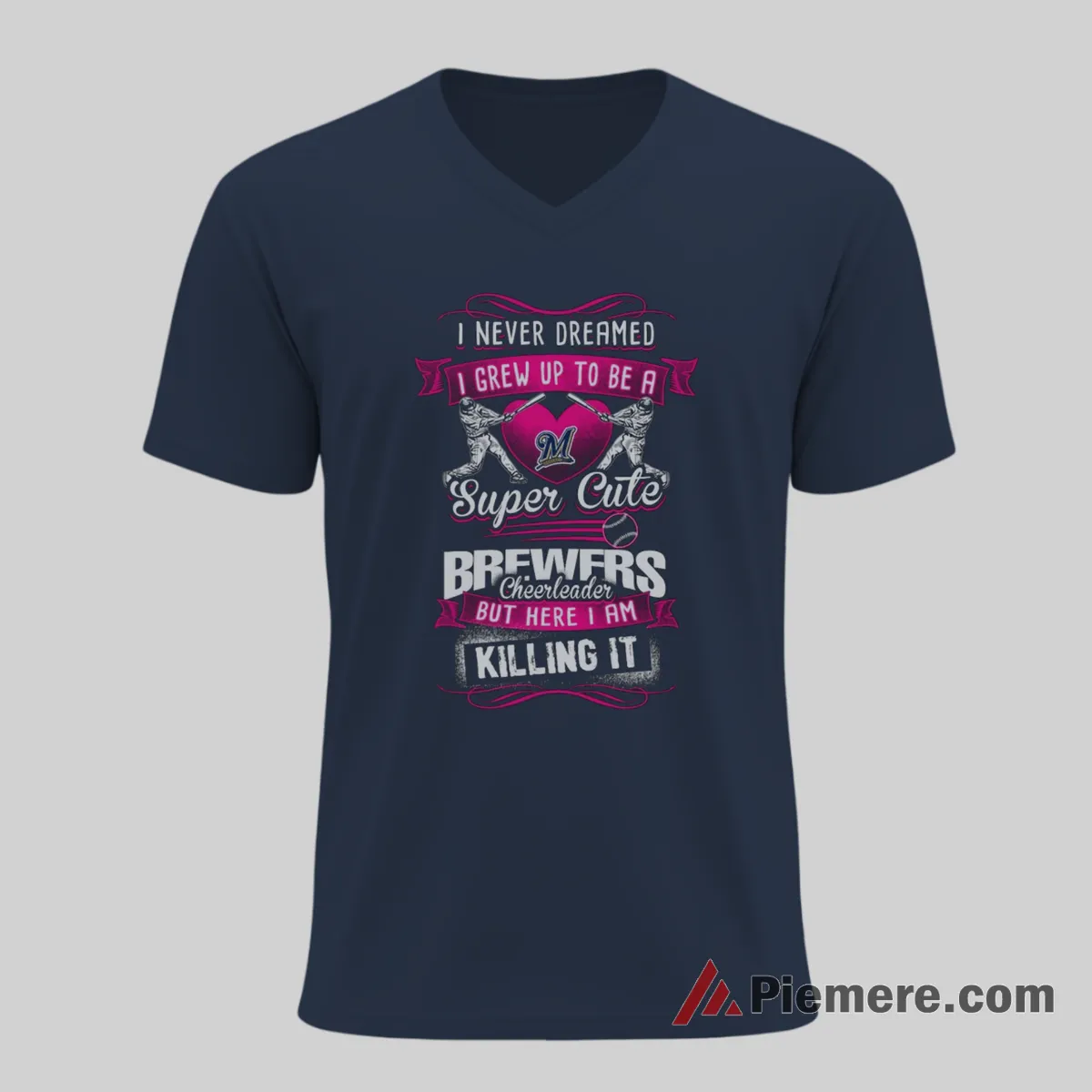 Super Cute Milwaukee Brewers Cheerleader Fan Shirt on navy v-neck shirt for men graphic tee