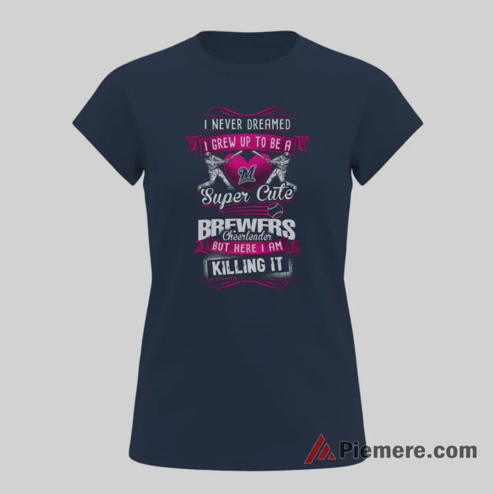Super Cute Milwaukee Brewers Cheerleader Fan Shirt on navy short sleeve shirt for women graphic tee
