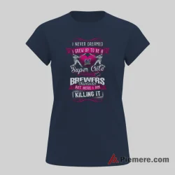 Super Cute Milwaukee Brewers Cheerleader Fan Shirt on navy short sleeve shirt for women graphic tee