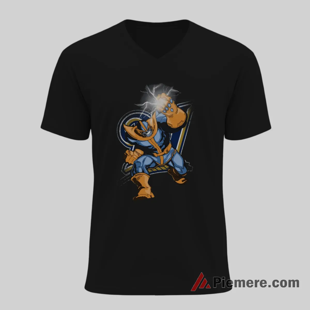 Thanos Milwaukee Brewers Infinity Power Marvel Fan Shirt on black v-neck shirt for men graphic tee