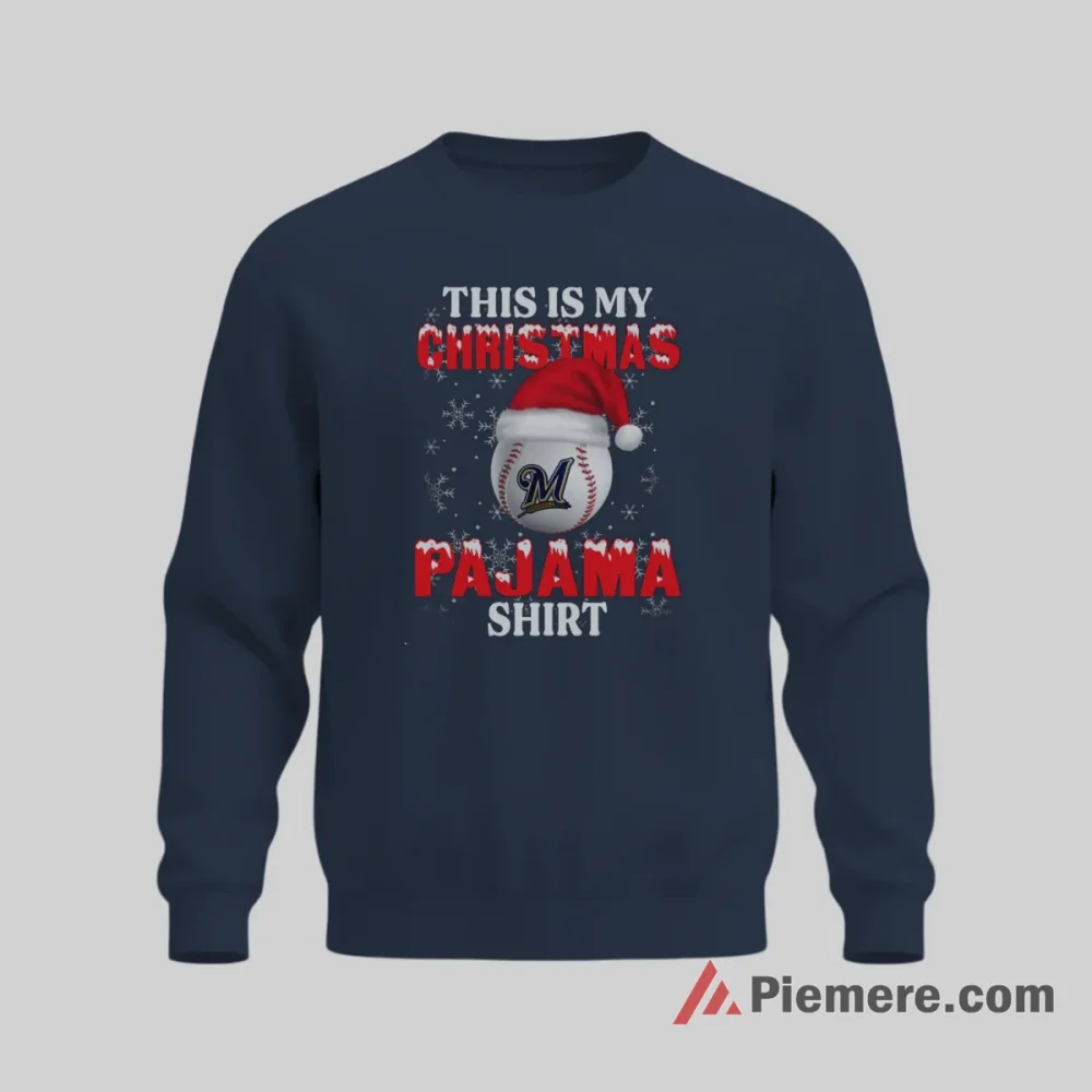 This Is My Milwaukee Brewers Christmas Pajama Shirt on graphic shirt for men graphic tee