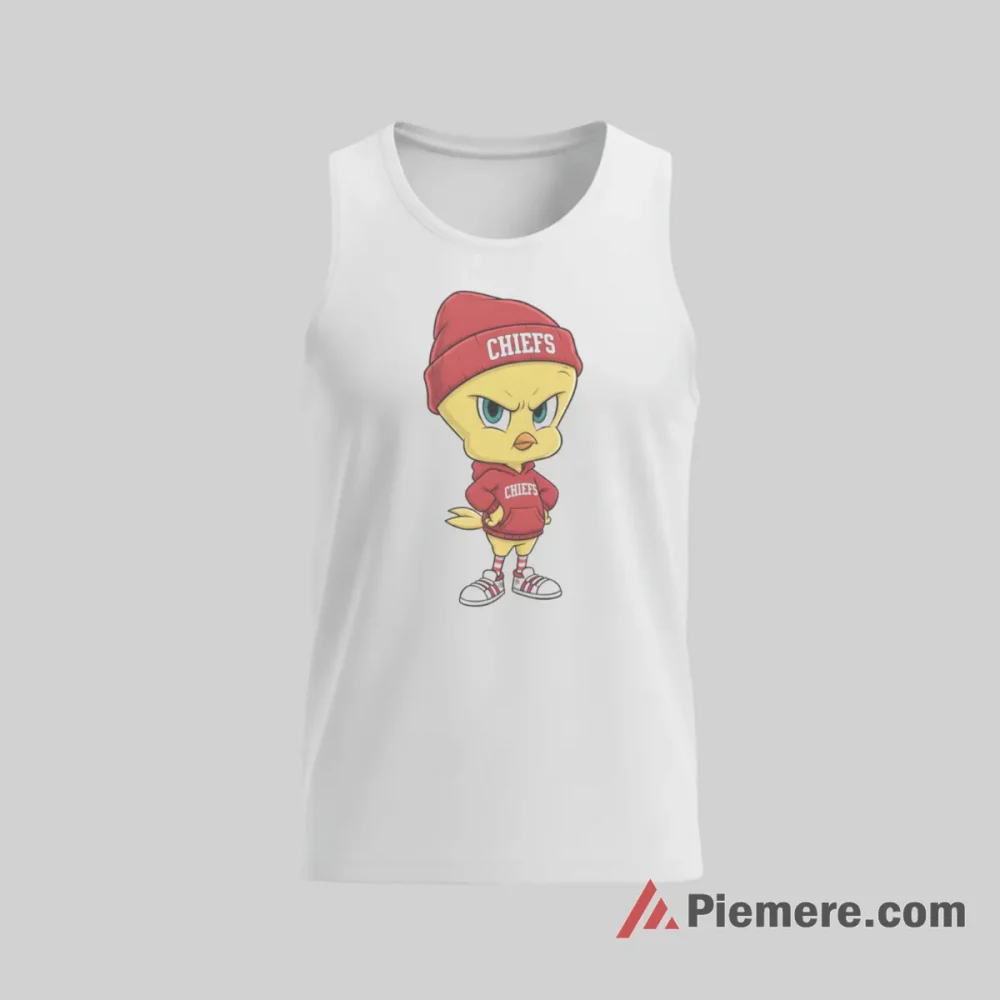 Tweety Kansas City Chiefs Beanie Fan Shirt on white tank top for men graphic tee