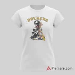Venom Groot Milwaukee Brewers Dark Comic Baseball Shirt on white short sleeve shirt for women graphic tee