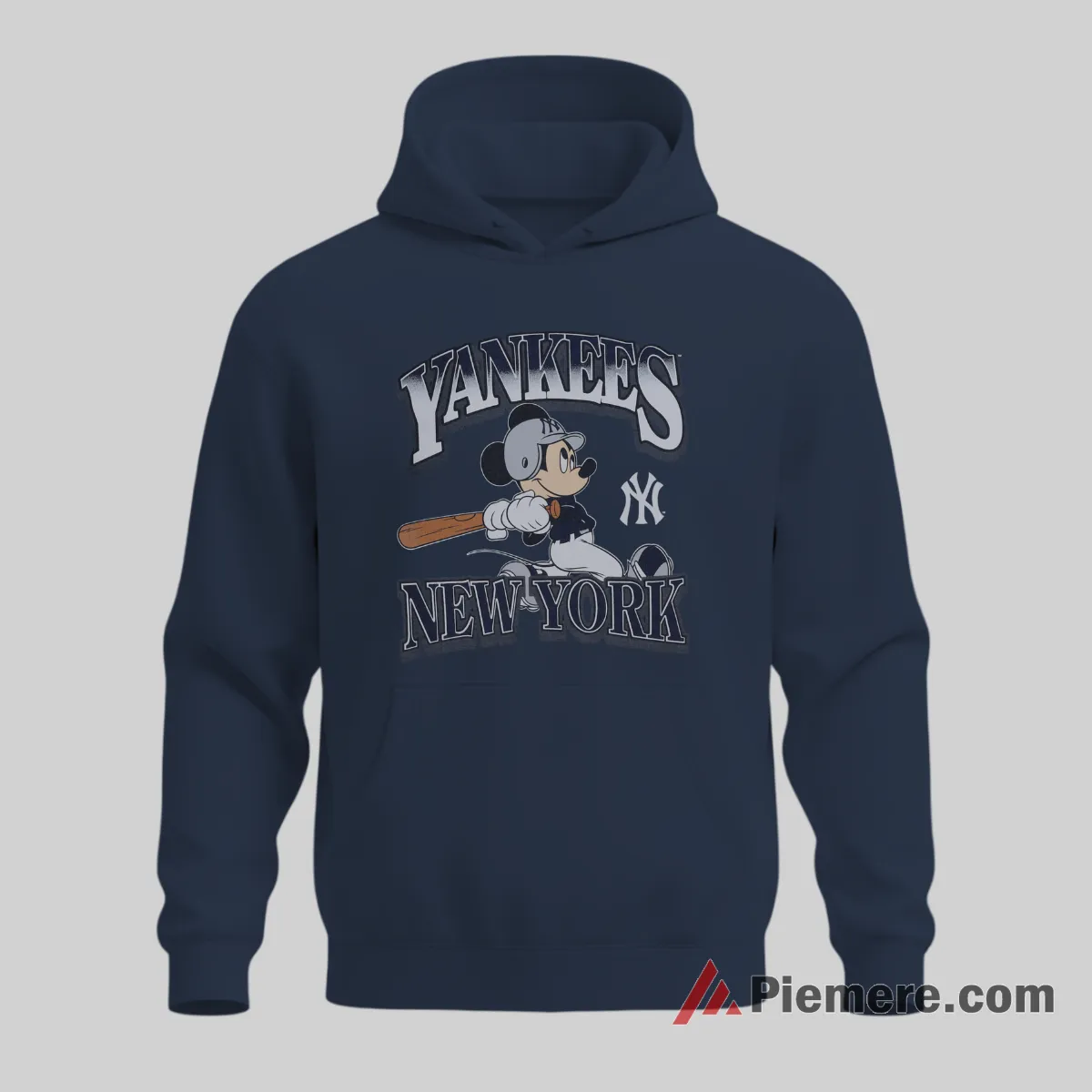 Vintage Yankees New York Mickey Batter Crest Shirt on navy hoodie for men graphic tee