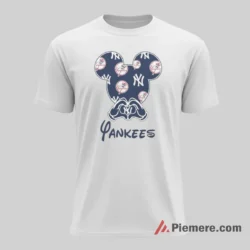 Yankees Logo Mickey Head Baseball Pattern Shirt on white short sleeve shirt for men graphic tee